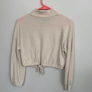 Nordstrom cropped mock neck off white shirt